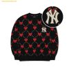 Áo Sweat MLB Heart-patterned oversized man-to-man NY (Black) 3AMTH0124-50BKS