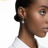  Bông Tai Swarovski Una drop earrings Round cut, White, Rhodium plated 5504652 