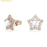  Khuyên Tai, Bông Tai Swarovski Stella Stud Earrings Round Cut, Star, White, Rose Gold-Tone Plated 5645465 