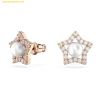  Khuyên Tai, Bông Tai Swarovski Stella Stud Earrings Round Cut, Star, White, Rose Gold-Tone Plated 5645465 
