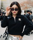  Áo Half-zip MLB Women's Medium Logo Crop Half-Zip Man-to-Man NY (Black) 3FMTB0731-50BKS 