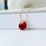  Dây Chuyền, Vòng Cổ Swarovski Bella V pendant Round cut, Red, Gold-tone plated 5724287 