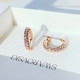 Khuyên Tai, Bông Tai Swarovski Dextera hoop earrings Pavé, Small, White, Rose gold-tone plated 
