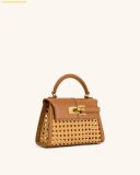  Túi Xách JW PEI Elise Faux Bamboo Woven Top Handle Bag - Brown 