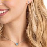  Bộ Dây Chuyền Và Bông Tai Swarovski Una set Round cut, Blue, Rhodium plated 5480485 