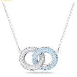  Dây Chuyền, Vòng Cổ Swarovski Dextera necklace Pavé, Intertwined circles, Blue, Rhodium plated 5642883 