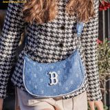  Túi Đeo Vai MLB Diamond Monogram Denim Jacquard Hobo Bag Boston Red Sox - L.Sky Blue 3ABQS023N-43SBL 