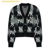  Áo Khoác Cardigan MLB Argyle Monogram Crop Cardigan New York Yankees 3FKCY0124-50BKS Màu Đen Xám 