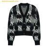  Áo Khoác Cardigan MLB Argyle Monogram Crop Cardigan New York Yankees 3FKCY0124-50BKS Màu Đen Xám 