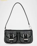  Túi Đeo Vai Michael Kors Zoe Small Rhinestone Suede Pochette Shoulder Bag Black 