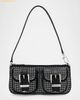  Túi Đeo Vai Michael Kors Zoe Small Rhinestone Suede Pochette Shoulder Bag Black 