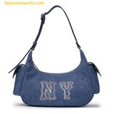 Túi Đeo Vai Nữ MLB Basic Mega Logo Pocket Denim Hobo Bag New York Yankees 3ABQM034N-50INS - Màu Xanh 
