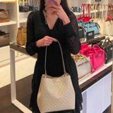  Túi Xách Michael Kors Pratt Medium Signature Logo Shoulder Bag Trắng Logo 