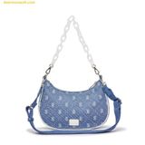  Túi Đeo Vai MLB Diamond Monogram Denim Jacquard Hobo Bag Boston Red Sox - L.Sky Blue 3ABQS023N-43SBL 