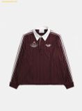  Áo Tay Dài Badblood Classic Logo Stripe Rugby Shirt - Burgundy w-sht24-019 Đỏ Đô 