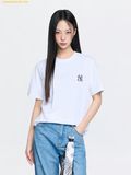  Áo Phông MLB Basic Small Logo Semi-Oversized Short Sleeve T-shirt New York Yankees White 3ATSB8063-50WHS 