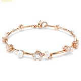  Vòng Tay Swarovski Constella bracelet Crystal pearl, Round cuts, White, Rose gold-tone plated 5729505 