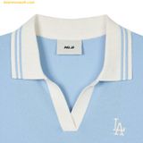 Áo Polo Tay Dài MLB Women's Basic Small Logo Long Sleeve Collared T-Shirt LA (Sky Blue) 3FPQB0141-07SBS 