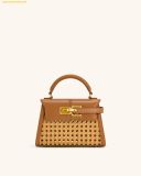  Túi Xách JW PEI Elise Faux Bamboo Woven Top Handle Bag - Brown 