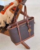  Túi Tote Michael Kors Mk Jet Set Travel Small Logo Top-Zip Tote Bag Nâu Logo 