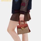  Túi Xách Coach Sammy Top Handle 21 In Signature Canvas Nâu Logo 