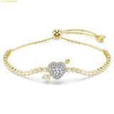  Lắc Tay Swarovski Idyllia bracelet Mixed cuts, Heart with arrow, White, 18K gold finish 5744061 
