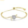  Lắc Tay Swarovski Idyllia bracelet Mixed cuts, Heart with arrow, White, 18K gold finish 5744061 