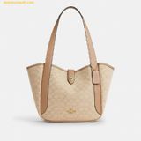  Túi Đeo Vai Coach Hadley Turnlock Tote Bag With Signature Canvas Dark Natural CAK51 