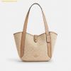 Túi Đeo Vai Coach Hadley Turnlock Tote Bag With Signature Canvas Dark Natural CAK51
