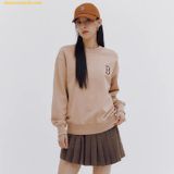  Áo Sweater MLB Monogram Big Lux Overfit Boston Red Sox 3AMTM1234-43BGS Màu Be Màu Nâu 