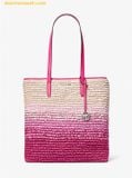  Túi Tote Michael Kors The Michael Large Ombré Straw Tote Bag Dragonfruit 35S5S01T3W 