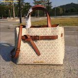  Túi Xách Michael Kors Emilia Small Signature Logo Satchel Vanila 