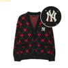 Áo Khoác Len cardigan MLB Heart-print cardigan NY (Black) 3AKCH0134-50BKS - Đen