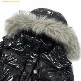  Áo Khoác Phao MLB Glossy Long Puffer Coat With Faux Fur Hood And Belt NY 3FDJB0326-50BKS 