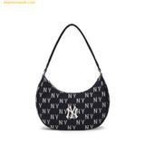  Túi Đeo Vai MLB Monogram Jacquard Hobo Bag New York Yankees Black 3ABQS014N-50BKS 