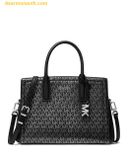  Túi Xách Michael Kors Laila Medium Metallic Signature Logo Satchel 30F5S9IS2R Đen Logo 