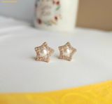  Khuyên Tai, Bông Tai Swarovski Stella Stud Earrings Round Cut, Star, White, Rose Gold-Tone Plated 5645465 