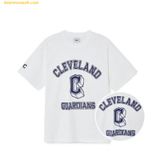  Áo Phông MLB Varsity Overfit Short Sleeve T-Shirt CLE (Trắng) 3ATSV0233-45WHS 