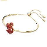 Lắc Tay, Vòng Tay Swarovski Swan bangle Swan, Medium, Red, Gold-tone plated 