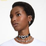  Khuyên Tai, Bông Tai Swarovski Matrix hoop earrings Baguette cut, Heart, Small, White, Rhodium plated 5653170 