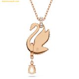  Dây Chuyền, Vòng Cổ Swarovski Iconic Swan Pendant Swan, Small, Black, Rose Gold-Tone Plated 5678045 