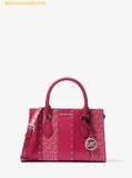  Túi Đeo Chéo Michael Kors Sheila Small Studded Patchwork and Signature Logo Satchel Dark Raspberry 