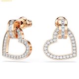  Khuyên Tai, Bông Tai Swarovski Lovely stud earrings Heart, White, Rose gold-tone plated 5616477 