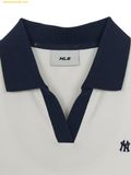  Áo Polo MLB Women's Basic Open Collar Slim Fit Collared T-Shirt New York Yankees - SKU: 3FPQB0663-50IVS - Ivory 