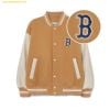 Áo Khoác Bomber MLB Basic Medium Logo Wool Varsity Jacket BOS (Sand)