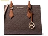  Túi Xách Michael Kors Sheila Medium Logo Satchel 35S3G6HS2B Nâu Logo 