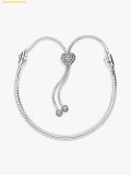  Vòng Tay, Lắc Tay PANDORA Moments Pavé Heart Clasp Snake Chain Slider Bracelet 