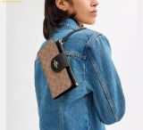  Ví Dài Coach Phone Wallet In Signature Canvas Tan Black C2869 