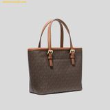  Túi Tote Mini Michael Kors Jet Set Travel Extra Small Logo Top-Zip Tote Bag Powder Blush Brown Logo 