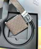  Ví Nam Michael Kors Signature Logo Billfold Wallet and Belt Gift Set Brown Black 36S4LGFF6B 